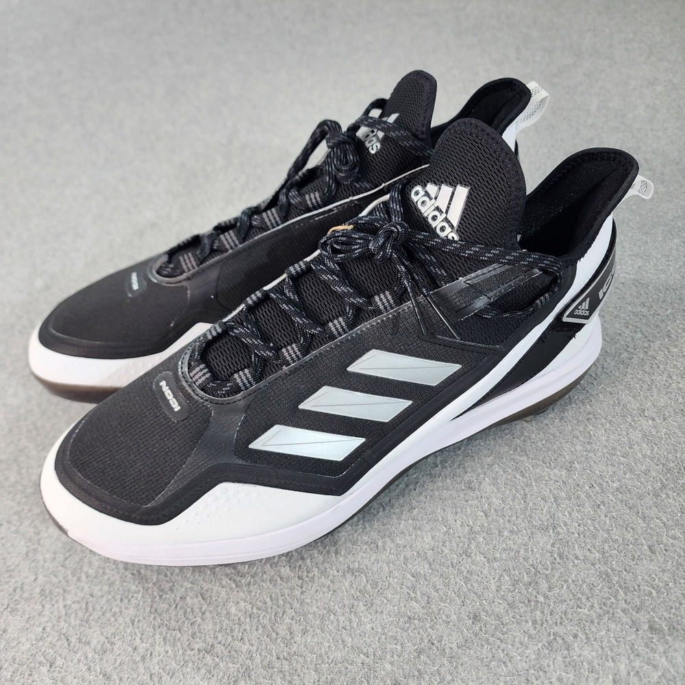 Adidas Icon 7 Boost Baseball Metal Cleats Mens Size 15 Black White Silver FY4178